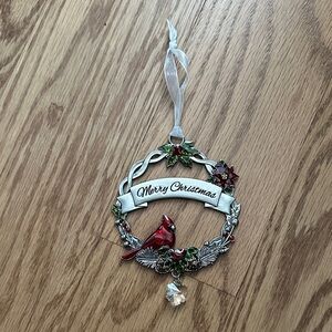 Festive Christmas Wreath Ornament with Cardinal